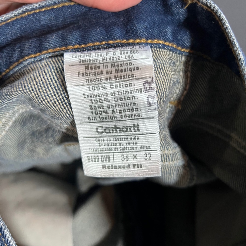 Carhartt B480 DVB Relaxed Fit Jeans Mens 36x32 Dark Wash Blue Denim Work Pants - Picture 8 of 9